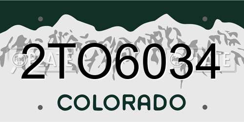 2TO6034 Colorado License Plate