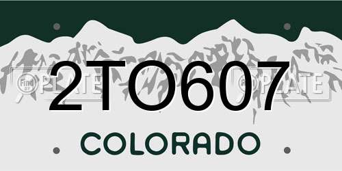 2TO607 Colorado License Plate