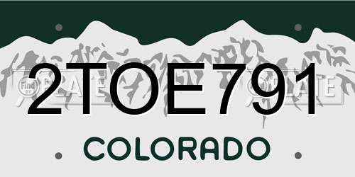 2TOE791 Colorado License Plate