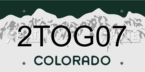 2TOG07 Colorado License Plate