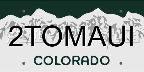 2TOMAUI Colorado License Plate