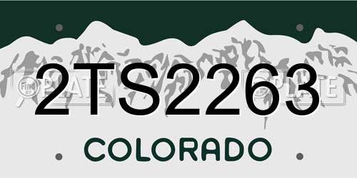2TS2263 Colorado License Plate