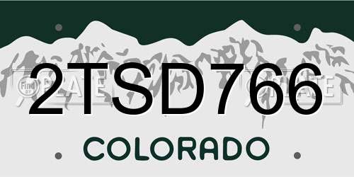 2TSD766 Colorado License Plate