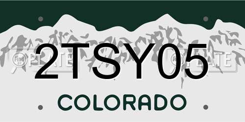 2TSY05 Colorado License Plate