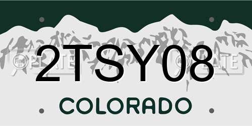 2TSY08 Colorado License Plate
