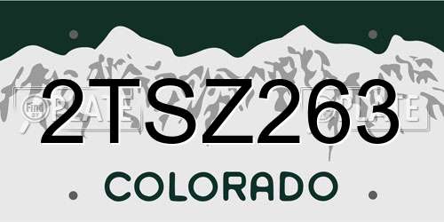 2TSZ263 Colorado License Plate