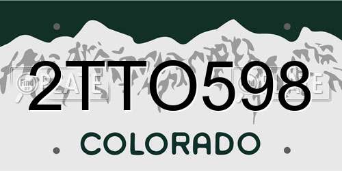 2TTO598 Colorado License Plate