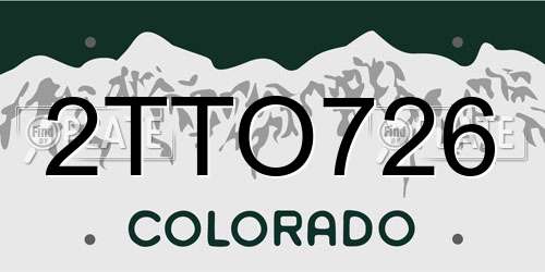 2TTO726 Colorado License Plate
