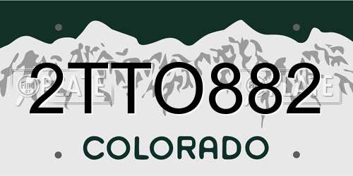 2TTO882 Colorado License Plate