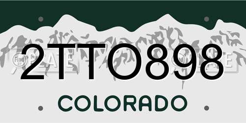 2TTO898 Colorado License Plate
