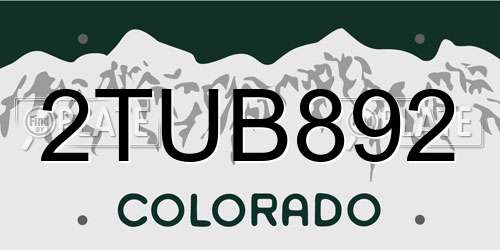 2TUB892 Colorado License Plate