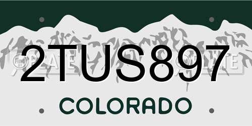 2TUS897 Colorado License Plate