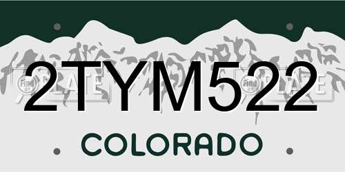 2TYM522 Colorado License Plate