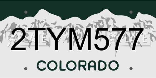 2TYM577 Colorado License Plate