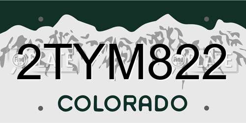 2TYM822 Colorado License Plate
