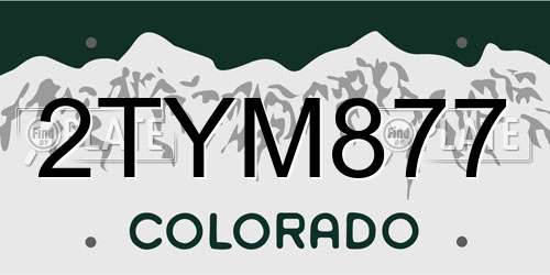 2TYM877 Colorado License Plate