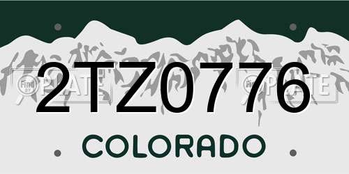 2TZ0776 Colorado License Plate