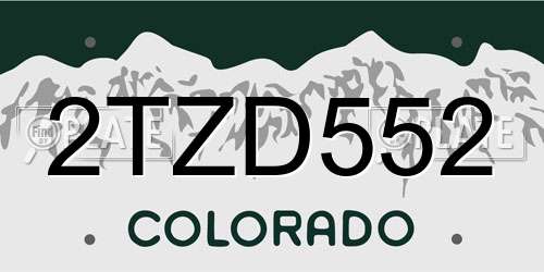 2TZD552 Colorado License Plate