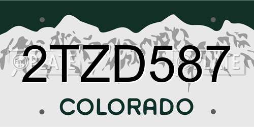 2TZD587 Colorado License Plate