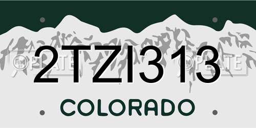 2TZI313 Colorado License Plate