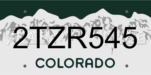 2TZR545 Colorado License Plate