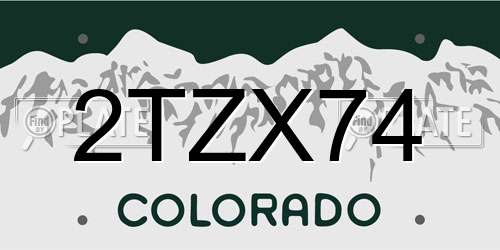 2TZX74 Colorado License Plate