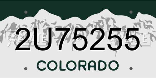 2U75255 Colorado License Plate