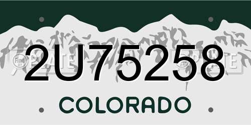 2U75258 Colorado License Plate
