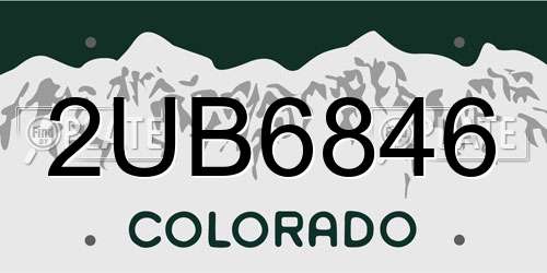 2UB6846 Colorado License Plate