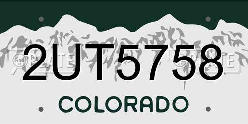 2UT5758 Colorado License Plate