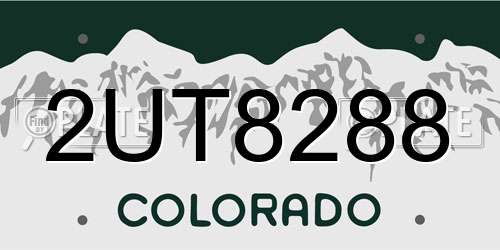2UT8288 Colorado License Plate