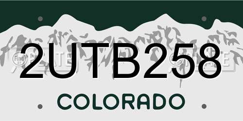 2UTB258 Colorado License Plate