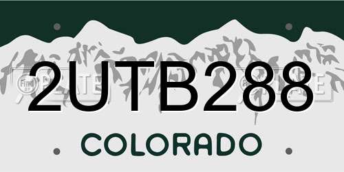 2UTB288 Colorado License Plate