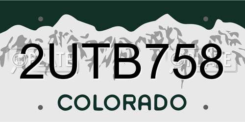 2UTB758 Colorado License Plate