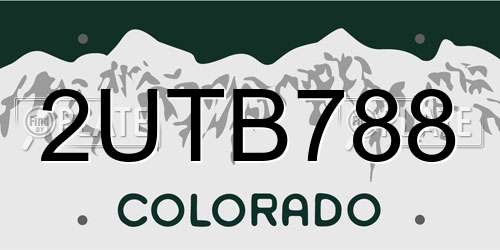 2UTB788 Colorado License Plate