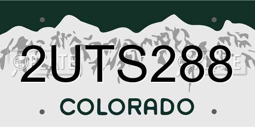 2UTS288 Colorado License Plate