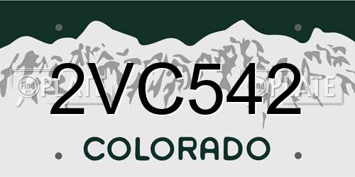 2VC542 Colorado License Plate