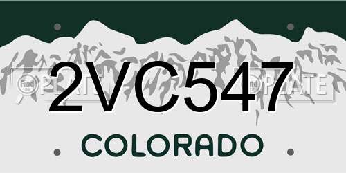 2VC547 Colorado License Plate