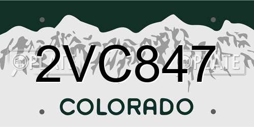 2VC847 Colorado License Plate