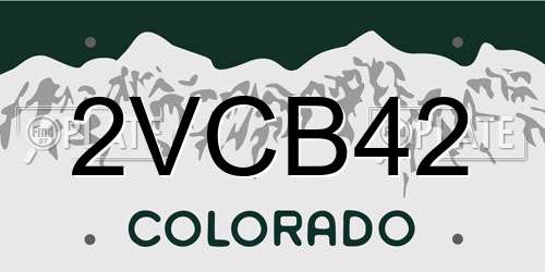 2VCB42 Colorado License Plate