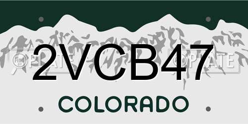 2VCB47 Colorado License Plate