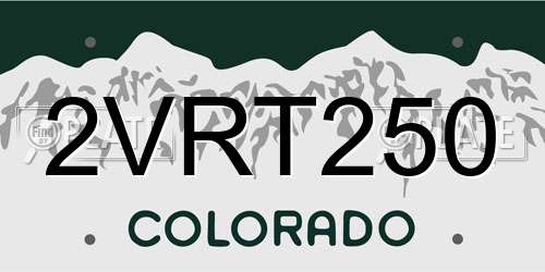 2VRT250 Colorado License Plate