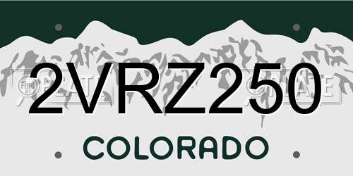 2VRZ250 Colorado License Plate