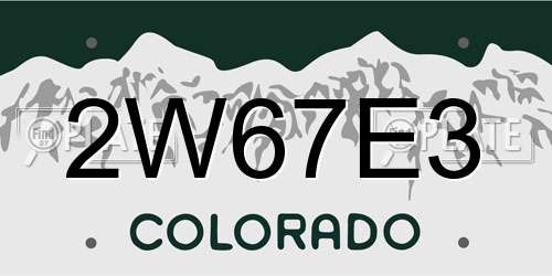 2W67E3 Colorado License Plate