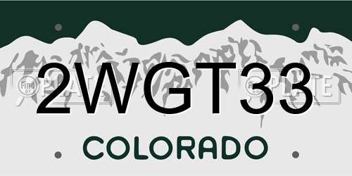 2WGT33 Colorado License Plate