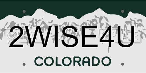 2WISE4U Colorado License Plate