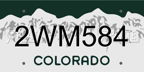2WM584 Colorado License Plate