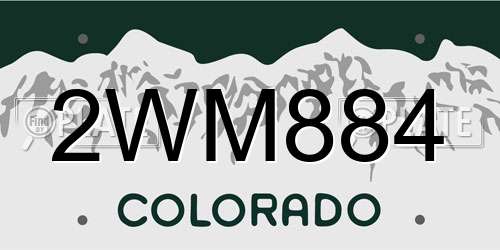 2WM884 Colorado License Plate