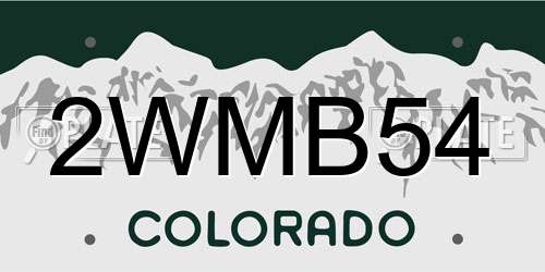 2WMB54 Colorado License Plate
