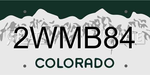 2WMB84 Colorado License Plate